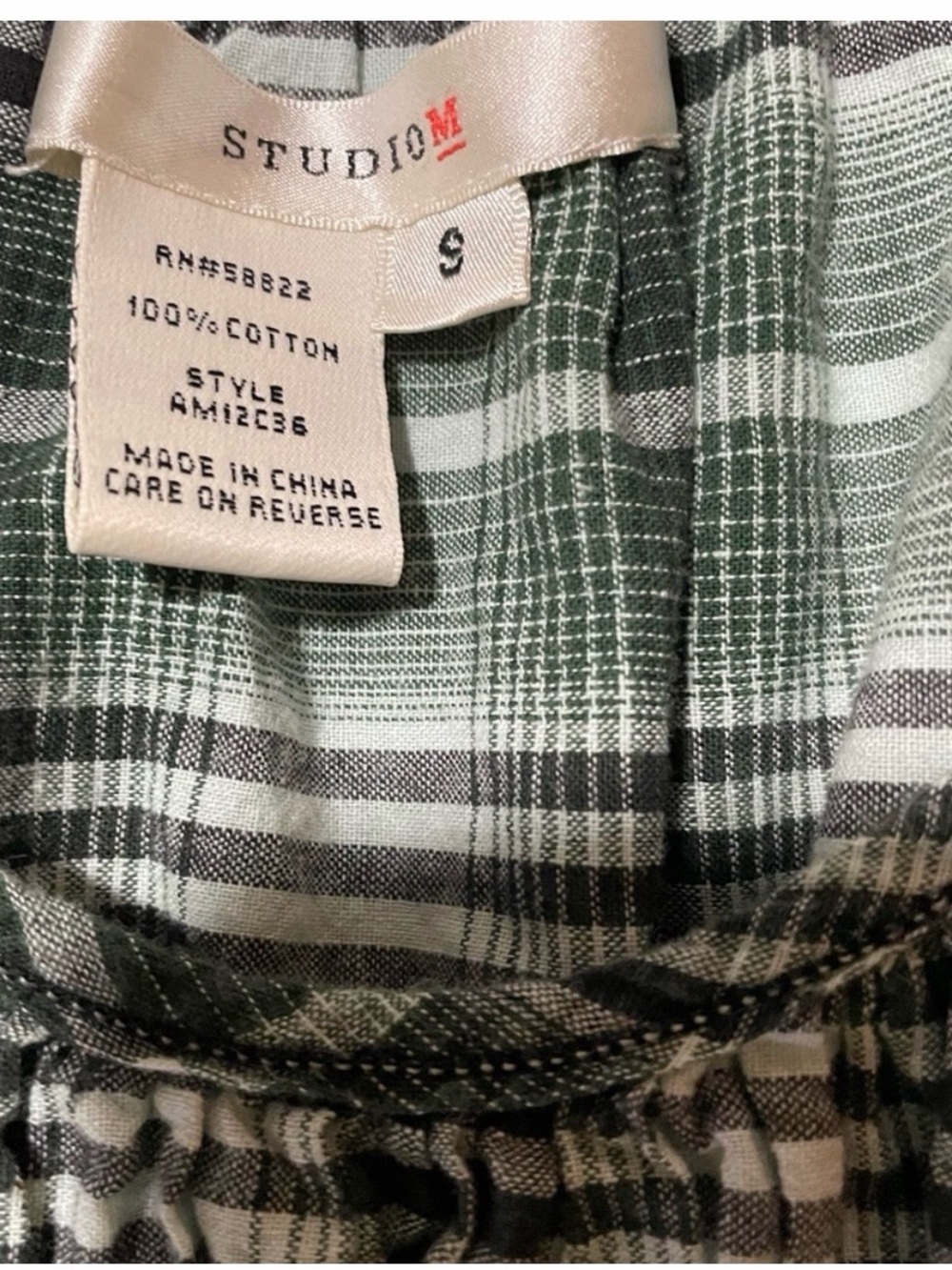 Studio M Green Plaid Dress with Black Floral embroidered - Picture 2 of 7